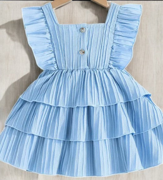 Ruffle Tiered Skirt Dress - Blue|5553