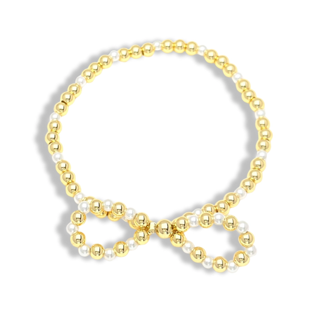 Pearl and Gold Bow Bracelets|5928