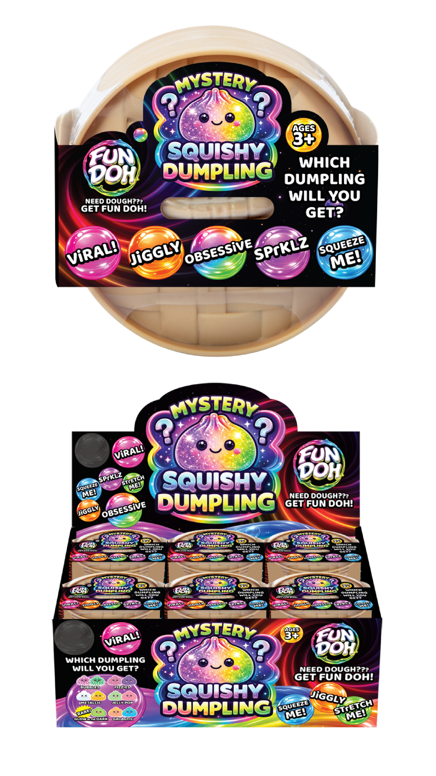 Fun Doh 4" Mystery Dumpling Squishies | 12pc Display Box