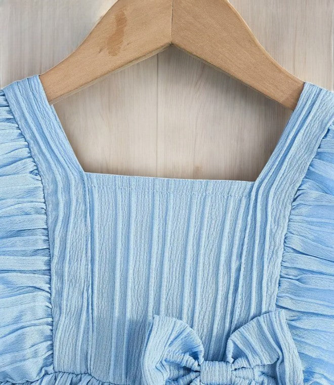Ruffle Tiered Skirt Dress - Blue|5556