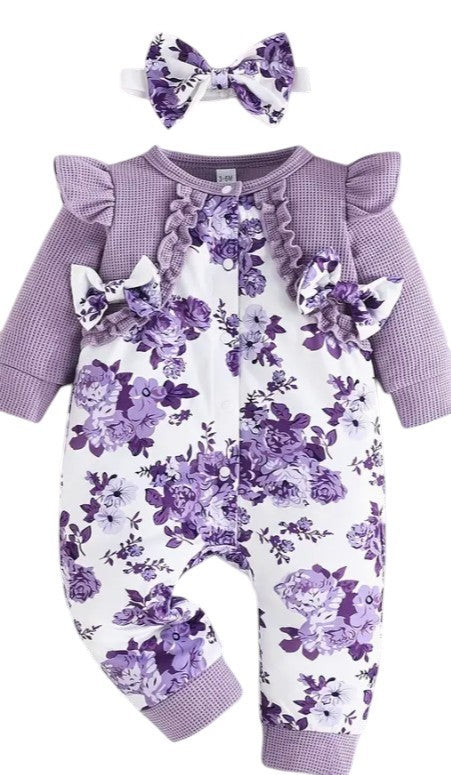 Floral Jumpsuit w/bow 2 Pc set|5747