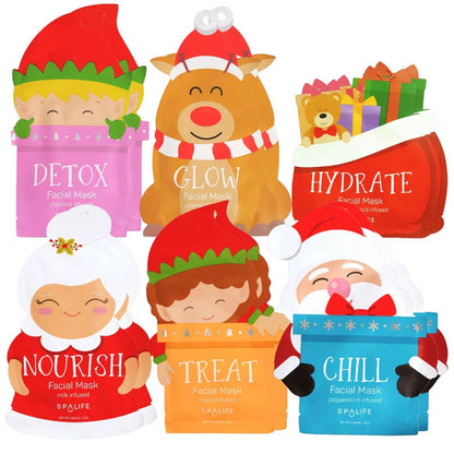 Christmas Holiday Santa's Squad 12 Piece Sheet Mask Gift Set