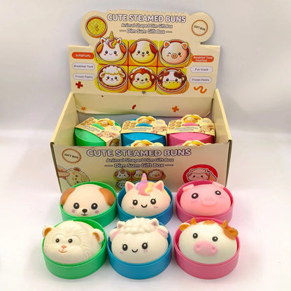 Crunchy Block-Filled Animal Bun Squishy Stress Toy