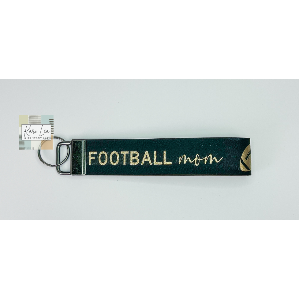Leather Wristlet - Football Mom (Black/Gold)|8370