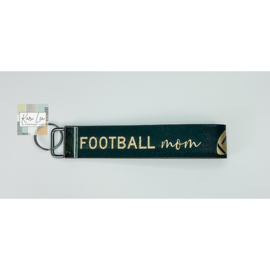 Leather Wristlet - Football Mom (Black/Gold)|8370