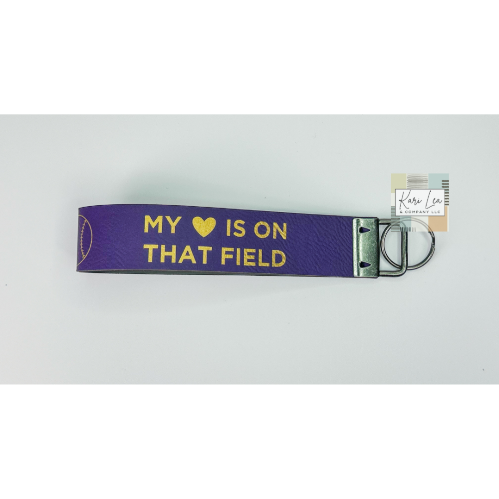 Leather Wristlet - Softball Mom (Purple)|8433