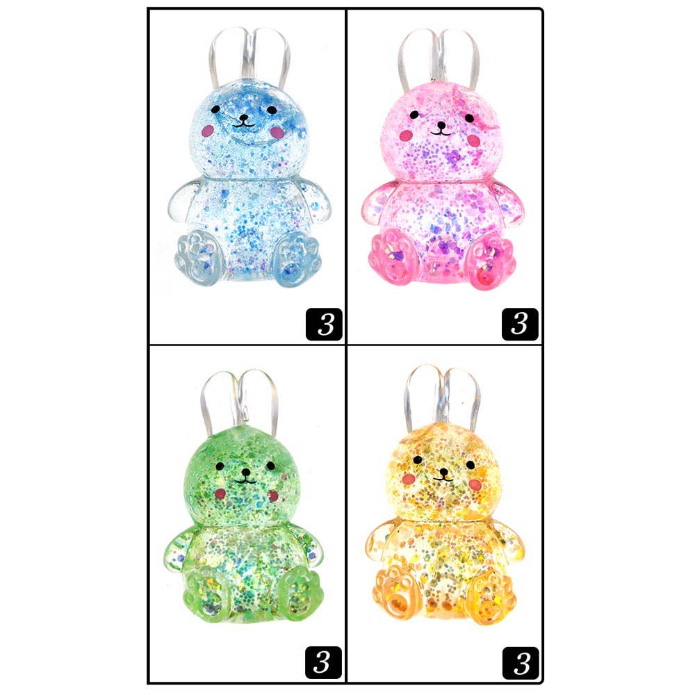12PCS - Glitter Bunny Squeeze Squishy Stress Relief Toy