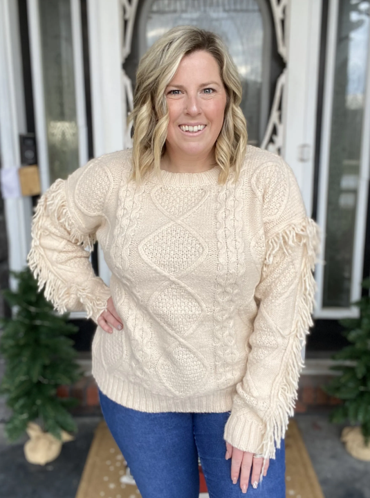 Fringed Knitted Sweater|8543