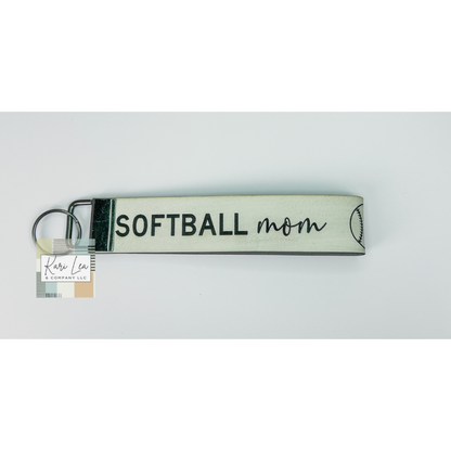 Leather Wristlet - Softball Mom (White)|8434