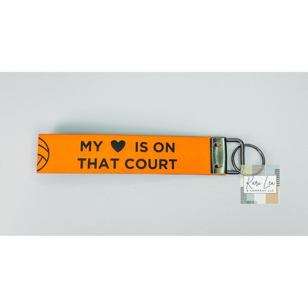 Leather Wristlet - Volleyball Mom (Orange)|8207