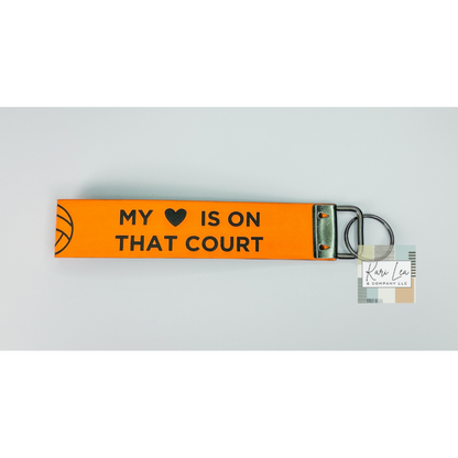 Leather Wristlet - Volleyball Mom (Orange)|8207
