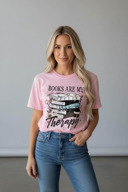 Books Are My Therapy Tee|9125