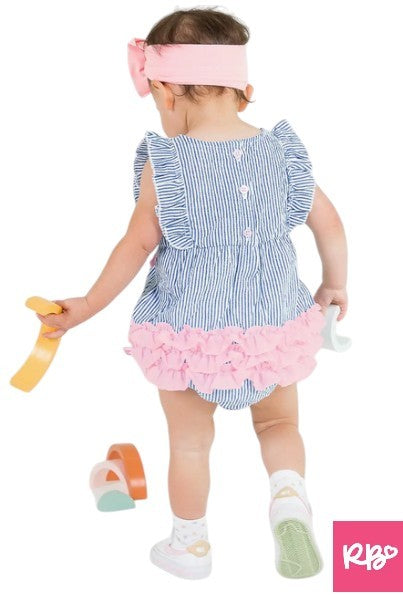 RB Seersucker Ruffle Bubble Romper|5959