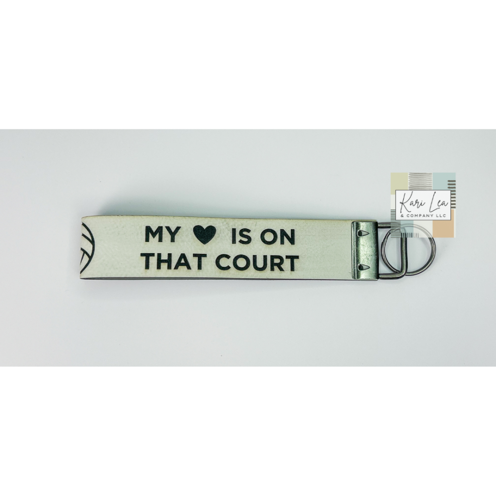 Leather Wristlet - Volleyball Mom (White)|8345