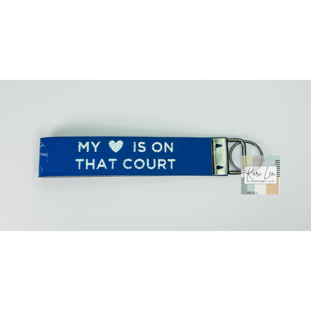 Leather Wristlet - Basketball Mom (Blue/Silver)|8385