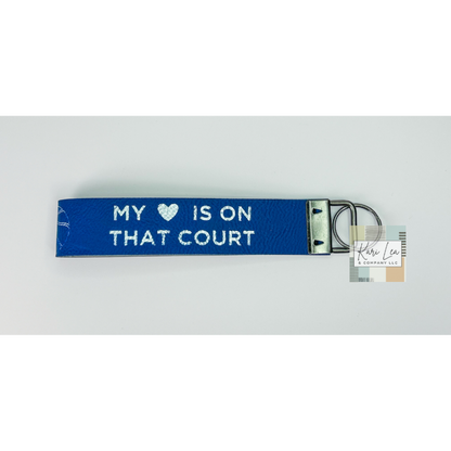 Leather Wristlet - Basketball Mom (Blue/Silver)|8385