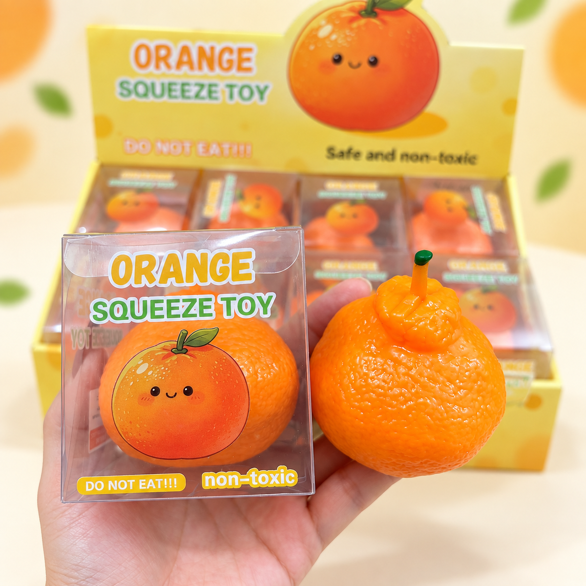 Crunchy Orange Block Squishy Toy