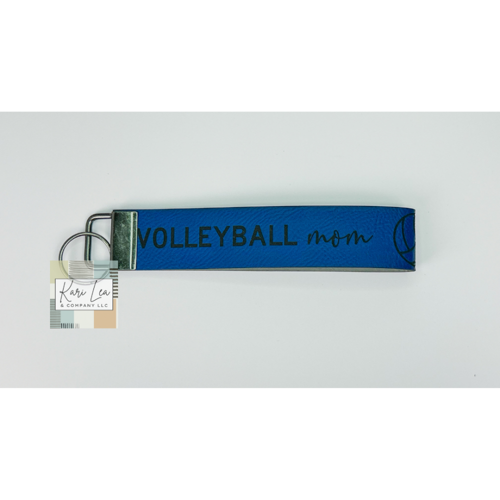 Leather Wristlet - Volleyball Mom (Blue/Black)|8346