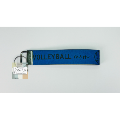Leather Wristlet - Volleyball Mom (Blue/Black)|8346