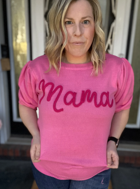 Pink embroidered mama sweater|8889