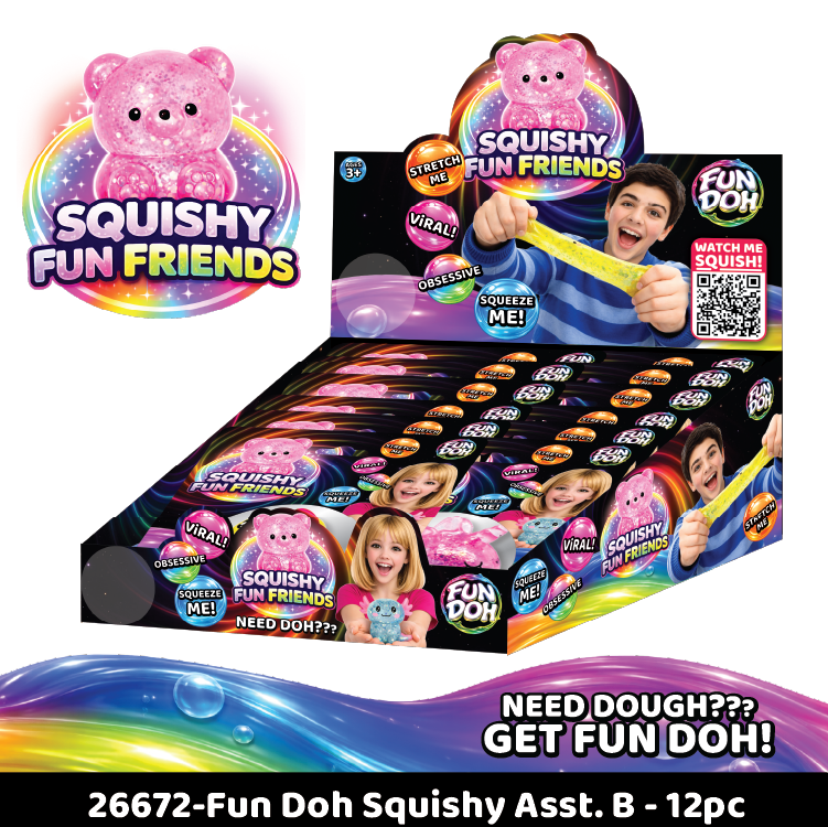 Fun Doh Squish and Squeeze Gummy Fidget Toy - 12/Display