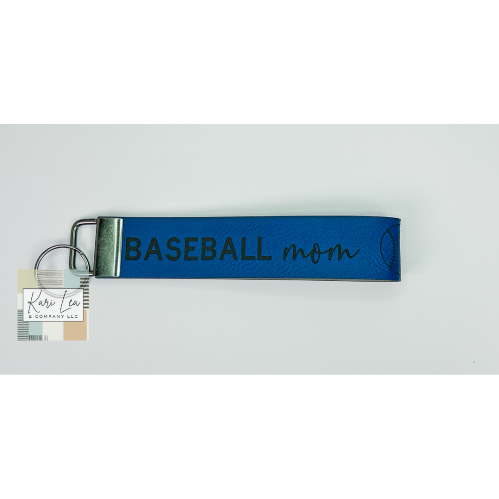 Leather Wristlet - Baseball Mom (Blue/Black)|8418