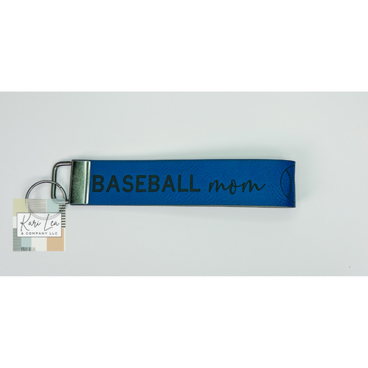 Leather Wristlet - Baseball Mom (Blue/Black)|8418