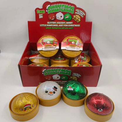 Christmas Glitter Pop-Bead Dumpling Squishy Mystery Toy