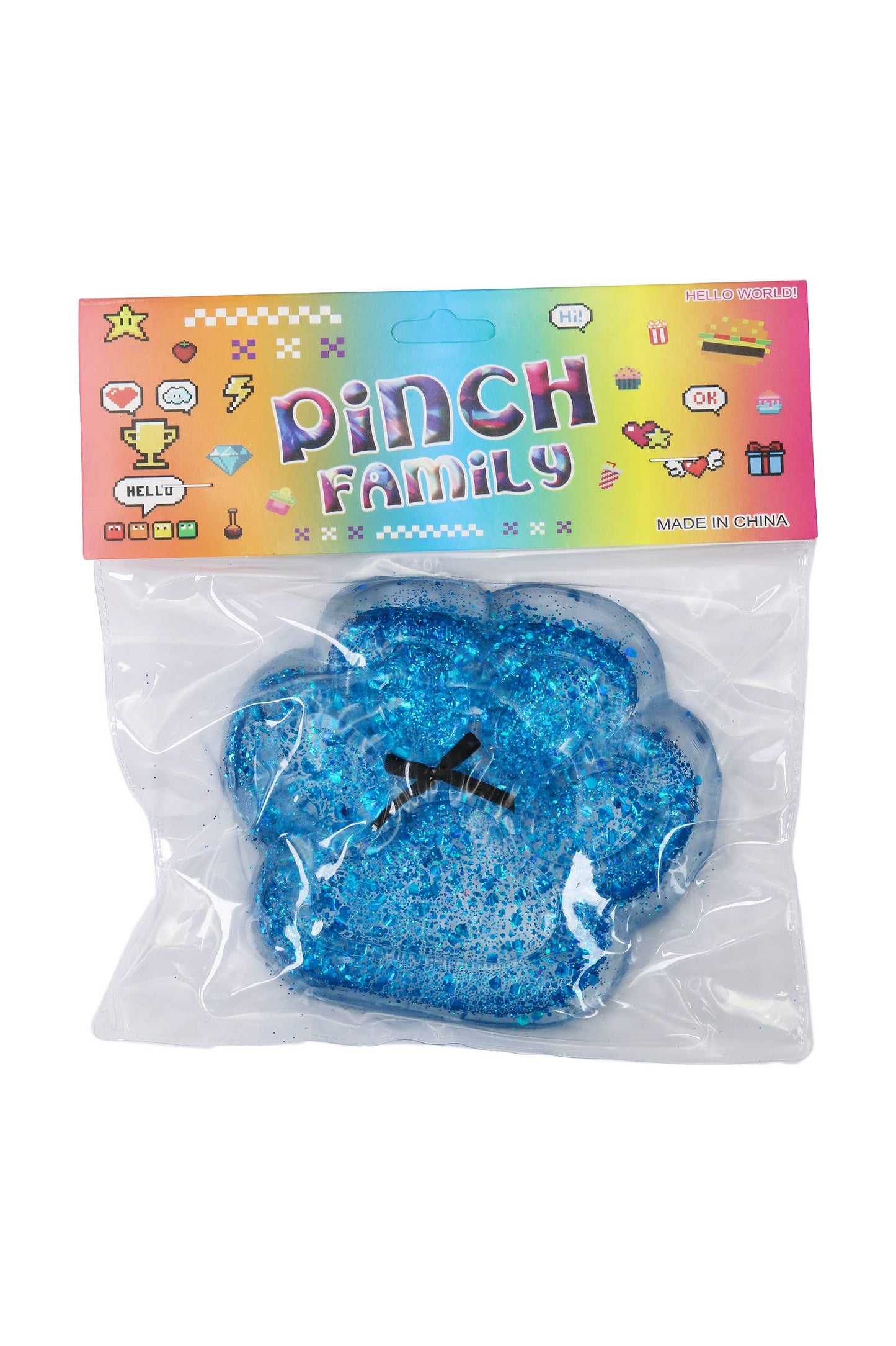 5 Inch Glittery Animal Paw Ribbon Mochi Sticky Squishy Bag