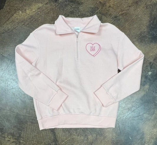 Self Love Blush Pink 1/4 zip sweatshirt|8632