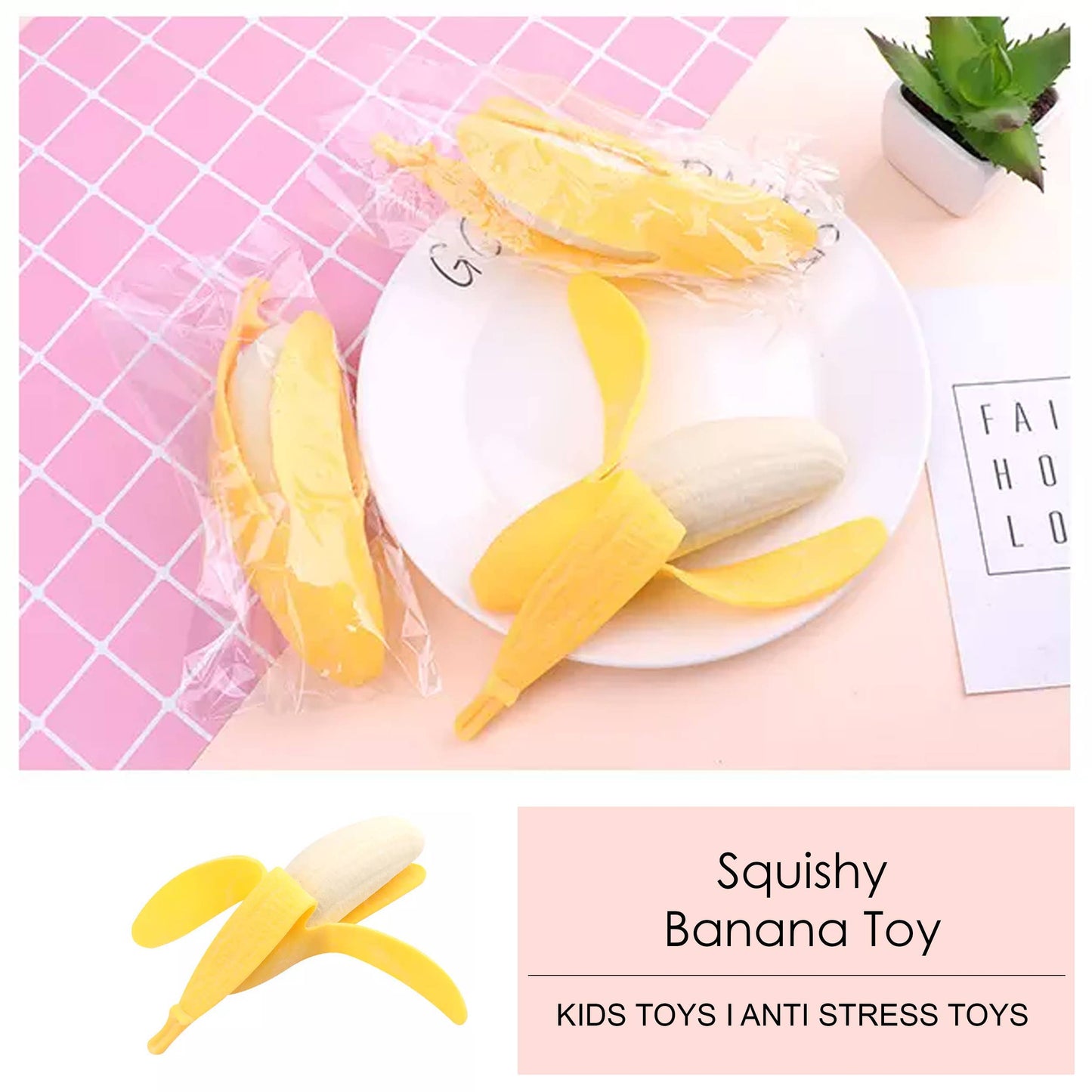 Banana Squishy Fidget Toy – Stretchy Stress Relief
