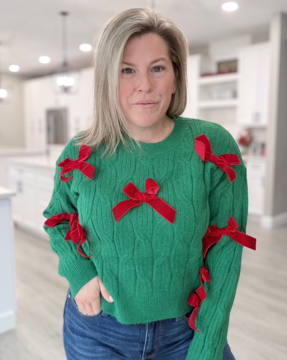 Bow Ribbon Christmas Sweater|8577
