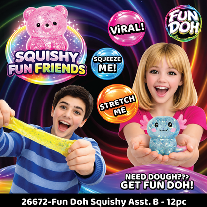Fun Doh Squish and Squeeze Gummy Fidget Toy - 12/Display