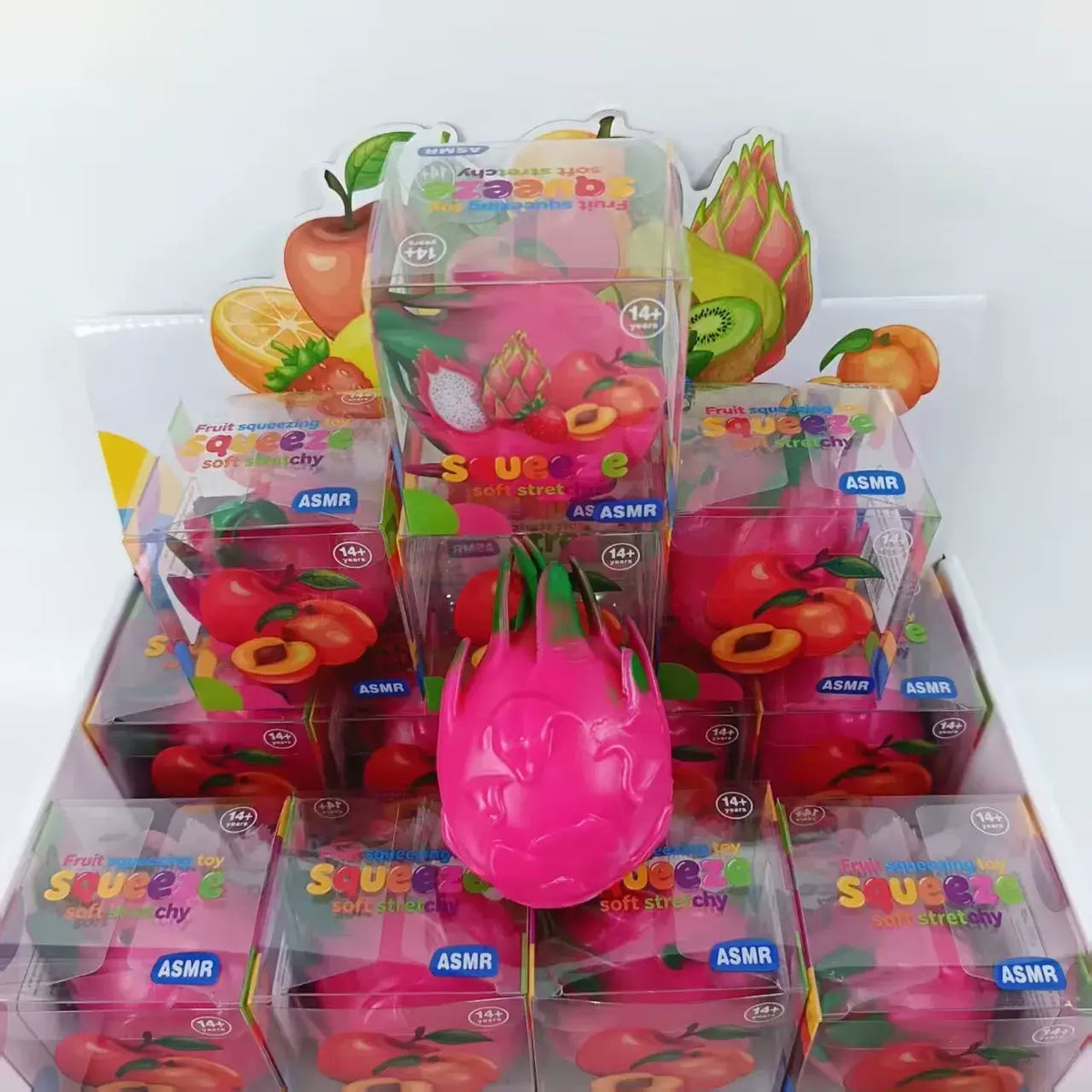 Crunchy Block-Filled Dragon Fruit Squishy Toy