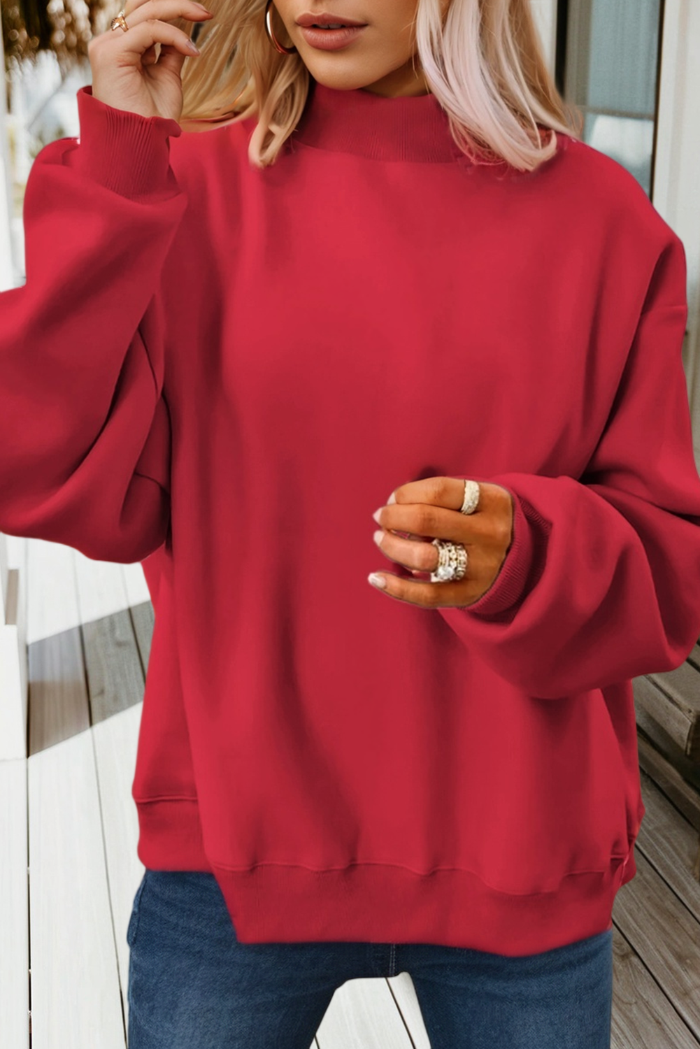 66 Game Day Oversize Reversible Mock Neck Sweatshirt (S-XL)