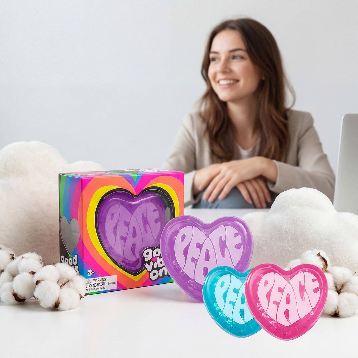 Glitter Heart Squishy Soft Stress Relief Toy Slow Rising