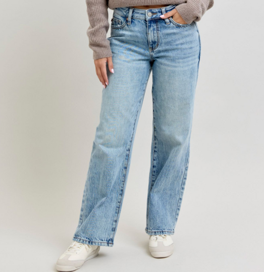 Mid Rise Petite Rigid Magic Straight Judy Blue Jeans|8581