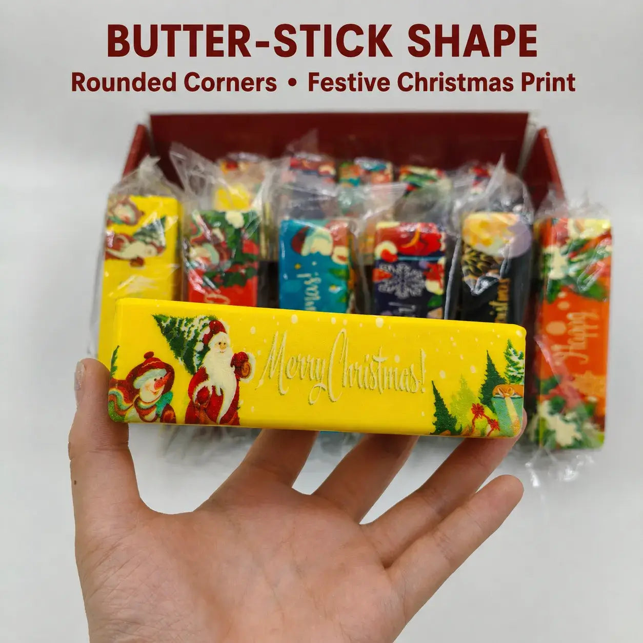 Christmas Butter Bar Slow-Rising Squishy – 12-Piece Display Box