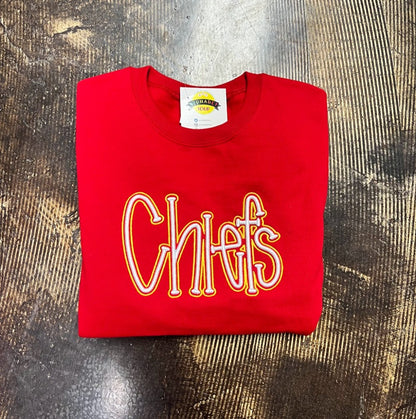 3D Embroidered Chiefs with outline Crew - Red|347