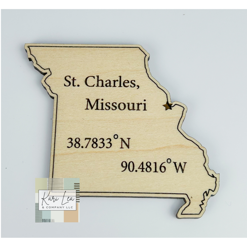 St. Charles City/State Coordinates Magnet (Bare Wood)|8183