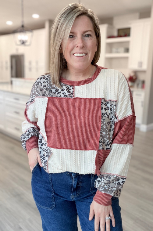 Round Neck Block Colored Sweater- Simply Kane Boutique|8580