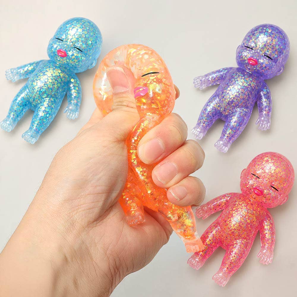24PCS - Glittered Figure Doll Squeeze Squishy Stress Relief Toy