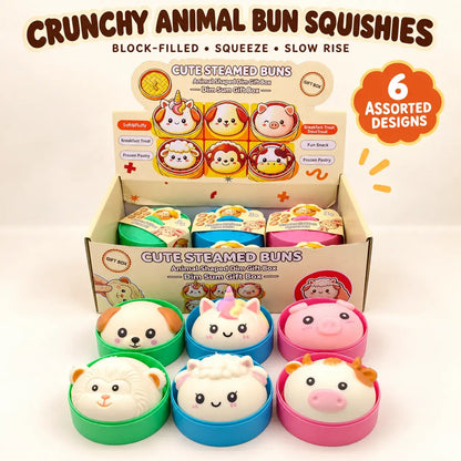 Crunchy Block-Filled Animal Bun Squishy Stress Toy