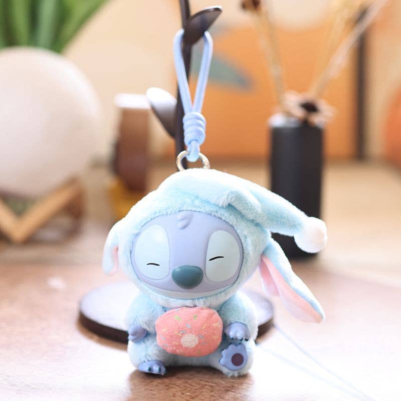 Cute Stitch inspired plush keychain bag charm