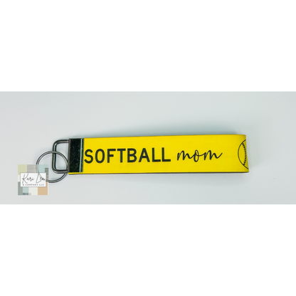 Leather Wristlet - Softball Mom (Yellow)|8430