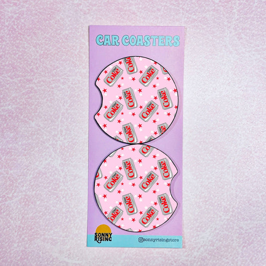 2 Car Coasters, Diet Coke Lover on Pink