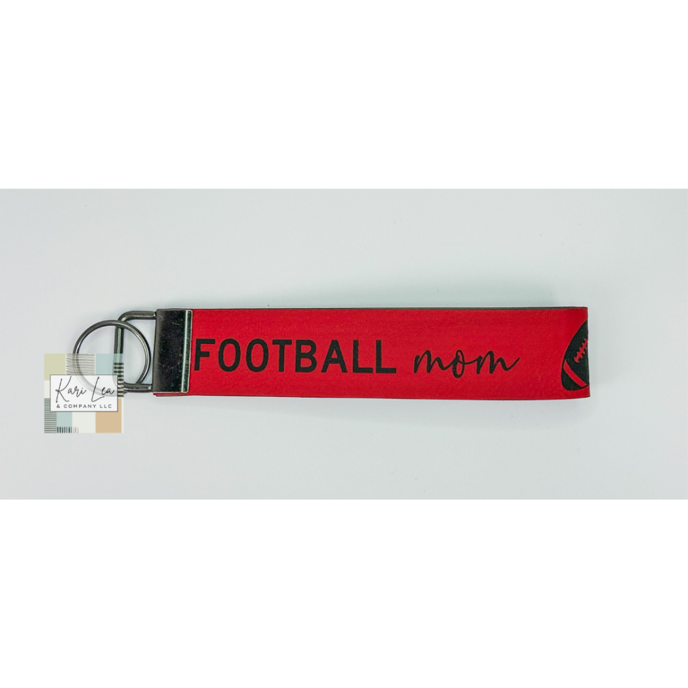 Leather Wristlet - Football Mom (Red)|8362