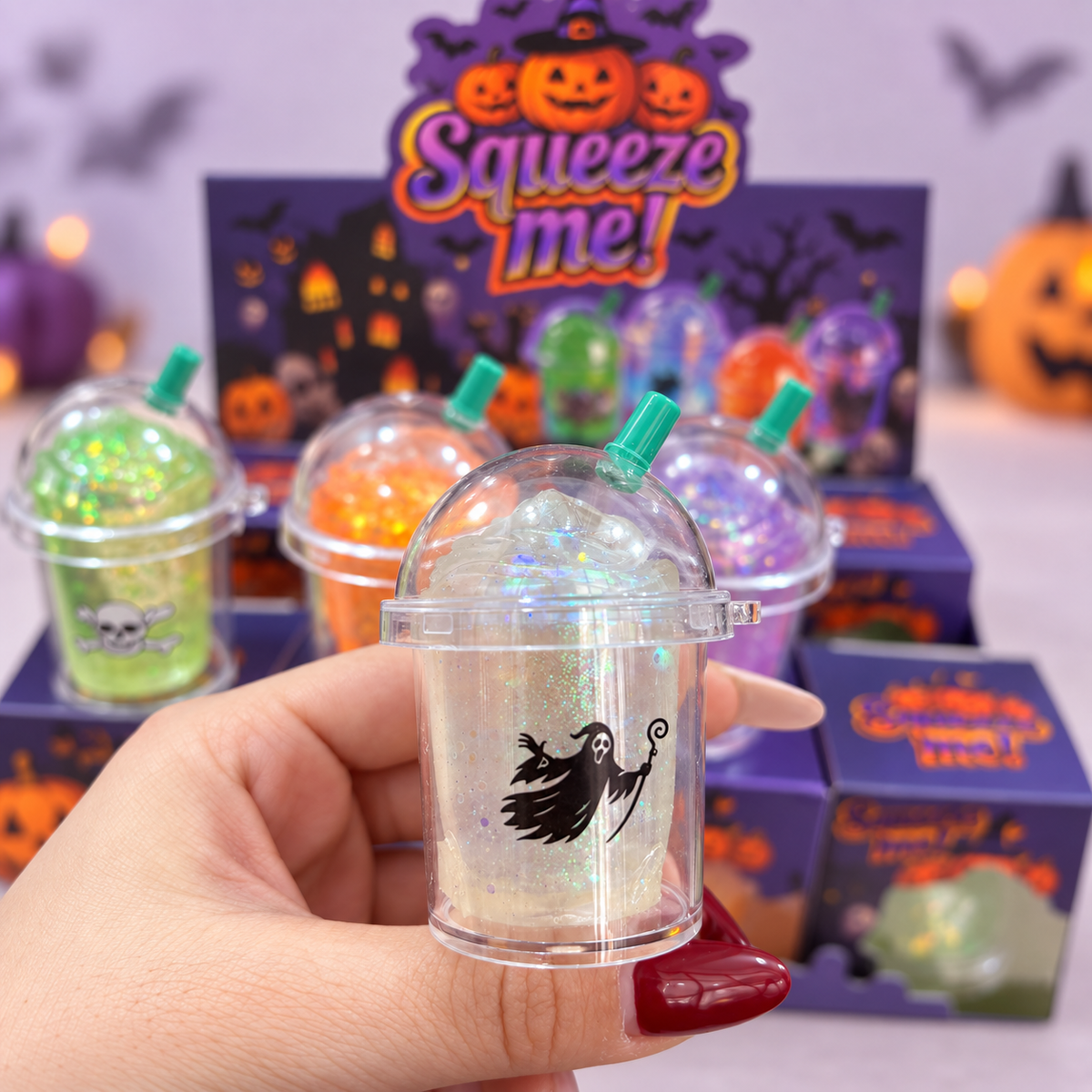 Halloween Milk Tea Cup Squishy Fidget Stress Relief Gift Set
