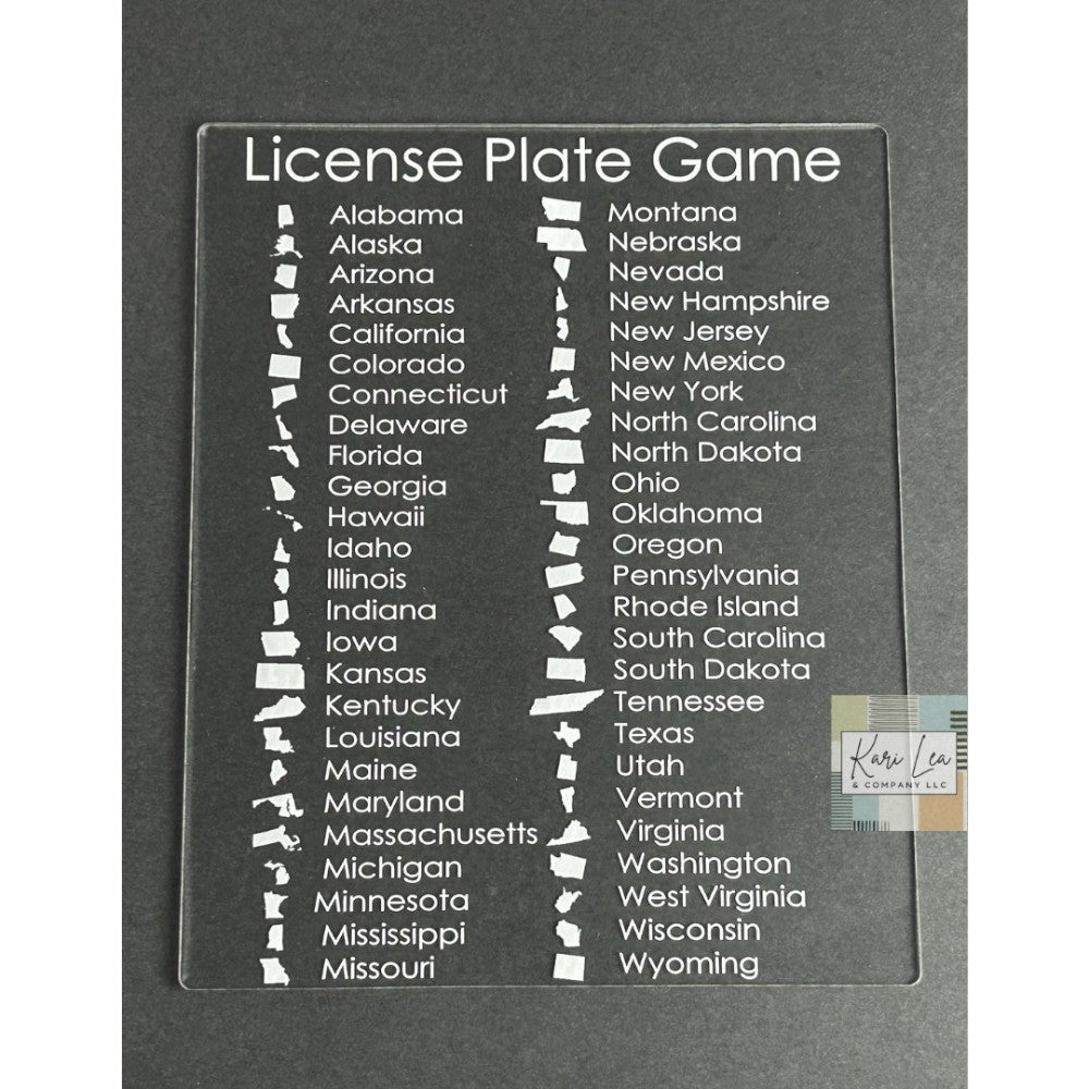 License Plate Game - Acrylic Travel Game|9152