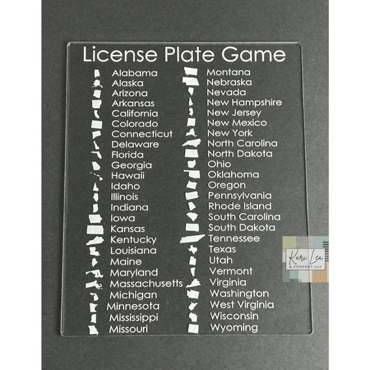 License Plate Game - Acrylic Travel Game|9152
